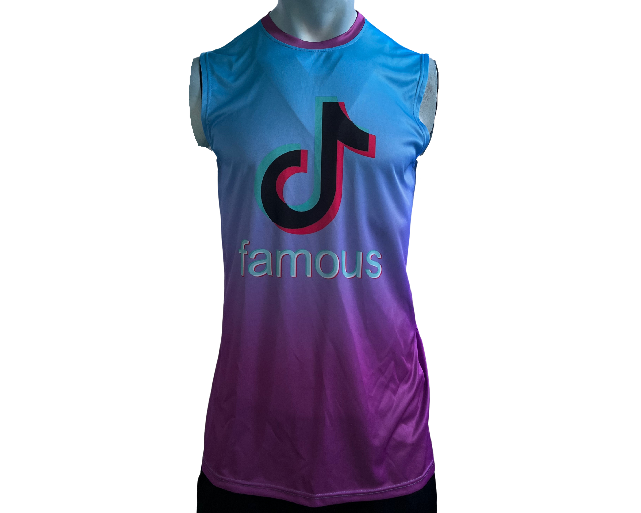 Wholesale Purple and Black Sublimated Sportswear Tank Tee